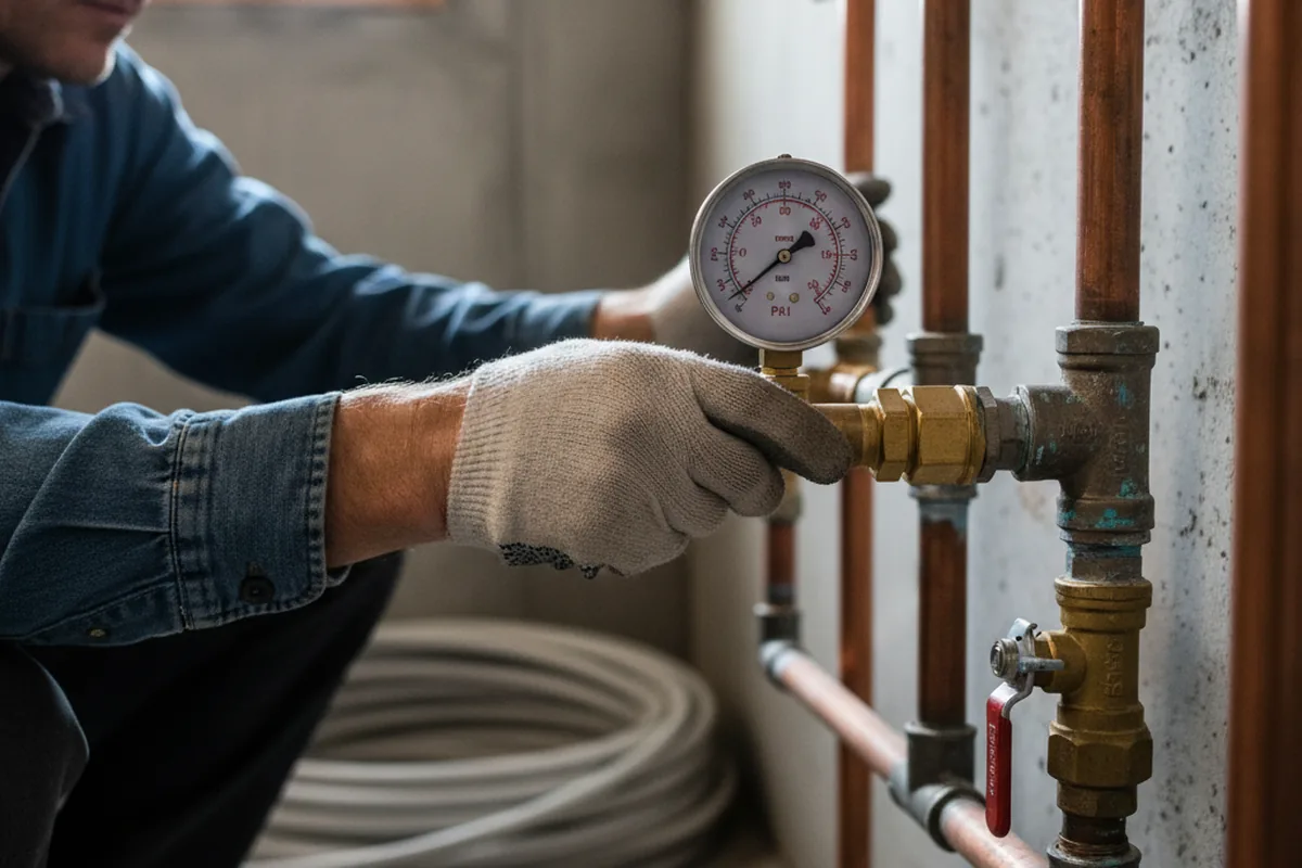 Pressure testing a repaired line during Water Line Repair in Detroit
